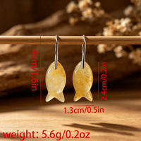 Boucles d'oreilles en pierre naturelle de cristal de guérison, forme de poisson, en jade, pour femmes, cadeaux de bijoux