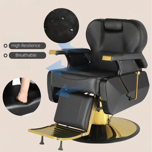 Hafif Lüks Modern Çelik Çerçeveli Berber Koltuğu, Yüksek Değerli Salon Mobilyası, Ayarlanabilir Yatarlı Altın Kaplama Çevre Dostu Berber Koltuğu - Product Image 2