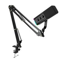 Microphone dynamique RGB WM13 Hypercardioïde USB avec bras articulé pour le streaming en direct et le gaming
