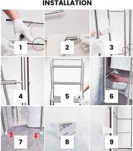 Étagère de rangement surélevée à 3 niveaux pour économiser de l'espace au-dessus des toilettes, organisateur de salle de bain debout, étagère à linge, support pour machine à laver - Product Image 5