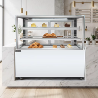 Vitrine Réfrigérée de Comptoir en Acier Inoxydable de Haute Qualité pour Gâteaux, Dégivrage Automatique, Contrôle par Application, Étagères Réglables