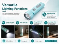 Lampe torche LED compacte rechargeable par USB, haute luminosité, longue portée, mini lampe de poche, corps en ABS durable, utilisation en camping, en cas d'urgence, indice de protection IP20