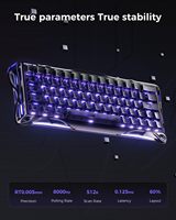 Clavier GravaStar Mercury V60 Pro à déclenchement rapide 0,005 mm à effet Hall, cadre en alliage squelette Cyberpunk, personnalisé pour PC Gaming