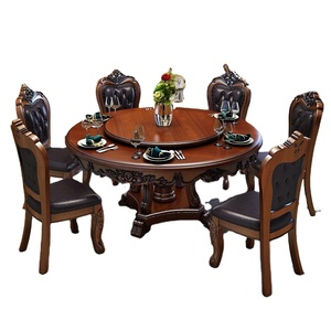 Set da Pranzo in Stile Europeo con Tavolo Rotondo in Legno <span class=keywords><strong>e</strong></span> <span class=keywords><strong>Sedie</strong></span> per Sala da Pranzo - Product Image 1
