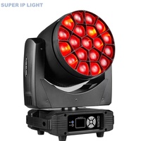 Projecteur Wash à Tête Mobile 19*15W RGBW 4-en-1 Zoomable 8-58 285W ArtNet DMX512 en Alliage d'Aluminium