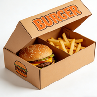 Boîtes à hamburgers en papier personnalisées en gros pour la restauration rapide, les sandwichs, les frites, les collations de rue, les plats à emporter