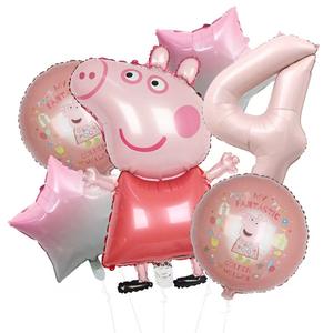 Shanghai בלון מסיבה אמיתי פפה-חזיר בלון 5 חתיכה אלומיניום נייר עבור קישוט מסיבת יום הולדת תינוק קישוט - Product Image 5