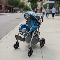Silla de Ruedas Ortopédica Reclinable para Bebés con Parálisis Cerebral, Silla de Ruedas Pediátrica para Niños y Adultos con Bandeja