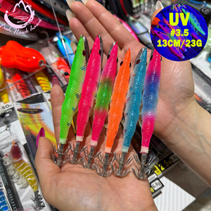 Esca in Legno per Gamberetti # Esca Artificiale a Forma di Calamaro 3.5 13cm 23g Ultra UV Glow <span class=keywords><strong>Egi</strong></span> per Pesca Notturna in Acque Profonde, Lago e Fiume - Product Image 5