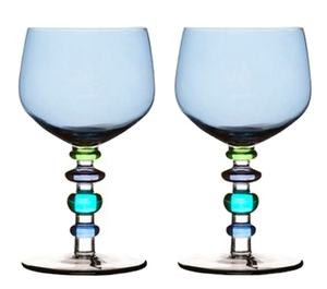 Gobelet à vin en verre borosilicaté sans plomb multicolore soufflé à la main sur mesure avec <span class=keywords><strong>tige</strong></span> colorée - Product Image 1