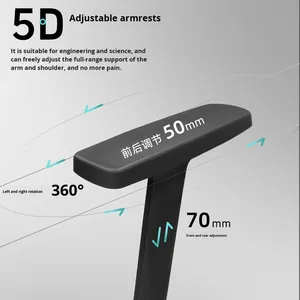 Sedia da Ufficio Ergonomica Tai Chang, Sedia per Computer a Lunga Seduta, in Rete PVC, Comoda e Rilassante - Product Image 5