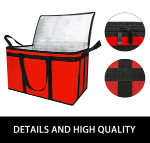 Red XXX-<span class=keywords><strong>Large</strong></span> Bolsa de asas de comestibles no tejida aislada Entrega de alimentos Catering Calentador de pizza para comidas calientes y frías - Product Image 5