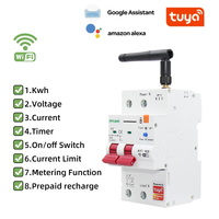 Disjoncteur intelligent Wi-Fi Tuya 2P 63A blanc haute tension avec compteur de consommation et alimentation 25A, compatible application Tuya