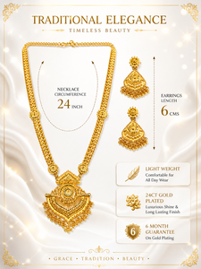 Ensemble d'accessoires de mode traditionnels plaqués or City Girl avec collier long et boucles d'oreilles Jhumka assorties pour femmes - Product Image 2