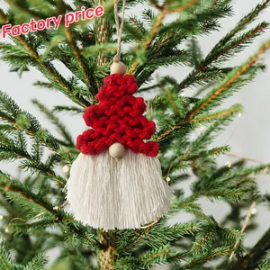 最优惠价格天鹅绒纱线macrame圣诞树圣诞树户外装饰品悬挂圣诞蝴蝶结装饰
