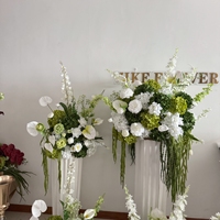 Décorations de fête, fournitures, fleurs artificielles, fleurs vert olive et blanches, colonnes de centre de table pour la décoration de mariage