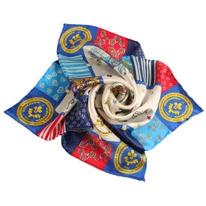 Foulard carré personnalisé de haute qualité en soie imprimée Foulards pour le cou enveloppant la tête pour femmes Foulards pour cheveux en soie