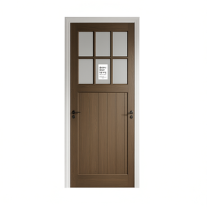 Porte de grange intérieure en bois massif avec panneau en verre de style français 24 X 80 X 5 28 X 80 X 5 30 X 80 X 5 32 X 80 X 5 - Product Image 1