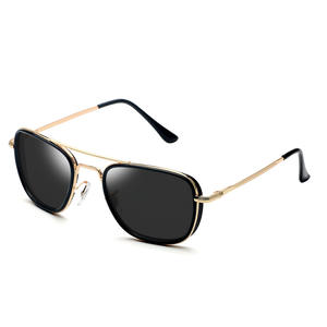 แว่นกันแดดโพลาไรซ์เกรย์แจ็คทรงกลมสำหรับทุกเพศ กรอบโลหะ TR สีทอง เลนส์ TAC ป้องกันรังสียูวี 400 ขาแว่นแบบสปริง - Product Image 3