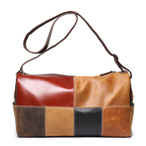 Emboss Logo Genuine Leather Casual Zipper Crossbody Shoulder <b>Bag</b> <b>for</b> <b>Men</b> Summer Travel Organizer Stylish Messenger <b>Bag</b> - Product Image 1