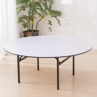 Table ronde pliante de banquet de dessus de table durable de contreplaqué de PVC pour l'usage de salle à manger de mariage et de restaurant
