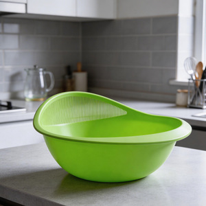 Passoire multifonction pour laver le riz, égouttoir à légumes et fruits avec poignée, passoire de cuisine verte - Product Image 1
