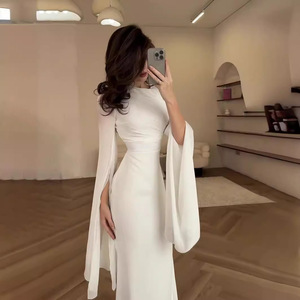 Robe d'été en fil de <span class=keywords><strong>verre</strong></span> à grande longueur de manches pivotantes Satin Slim Fit - Product Image 5