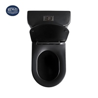 WC de luxe en deux pièces HY-6093B-MB 610 mm, norme européenne CE, noir mat, sans bride, à chasse d'eau
