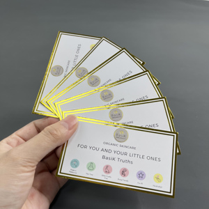 Tarjetas de agradecimiento personalizadas de 5x9 cm con lámina dorada, iconos, cupón de descuento, código QR, información de contacto social, tarjetas de visita. - Product Image 2
