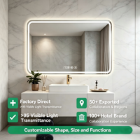 Miroir de salle de bain LED intelligent anti-buée avec interrupteur tactile, design personnalisé, pour salles de bain de style appartement urbain