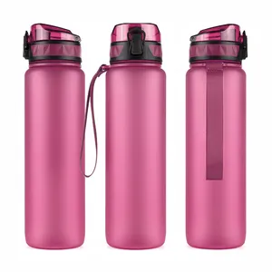 1000Ml Tritan Plastic Fles Sport Water Met Stro Tijd Handvat Bpa Gratis Fles Voor Water Mijn Drinken Gym Drinkware