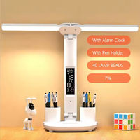 Lampe de lecture LED multifonction avec anneau lumineux, température de couleur réglable, calendrier, date, veilleuse tactile et porte-stylo