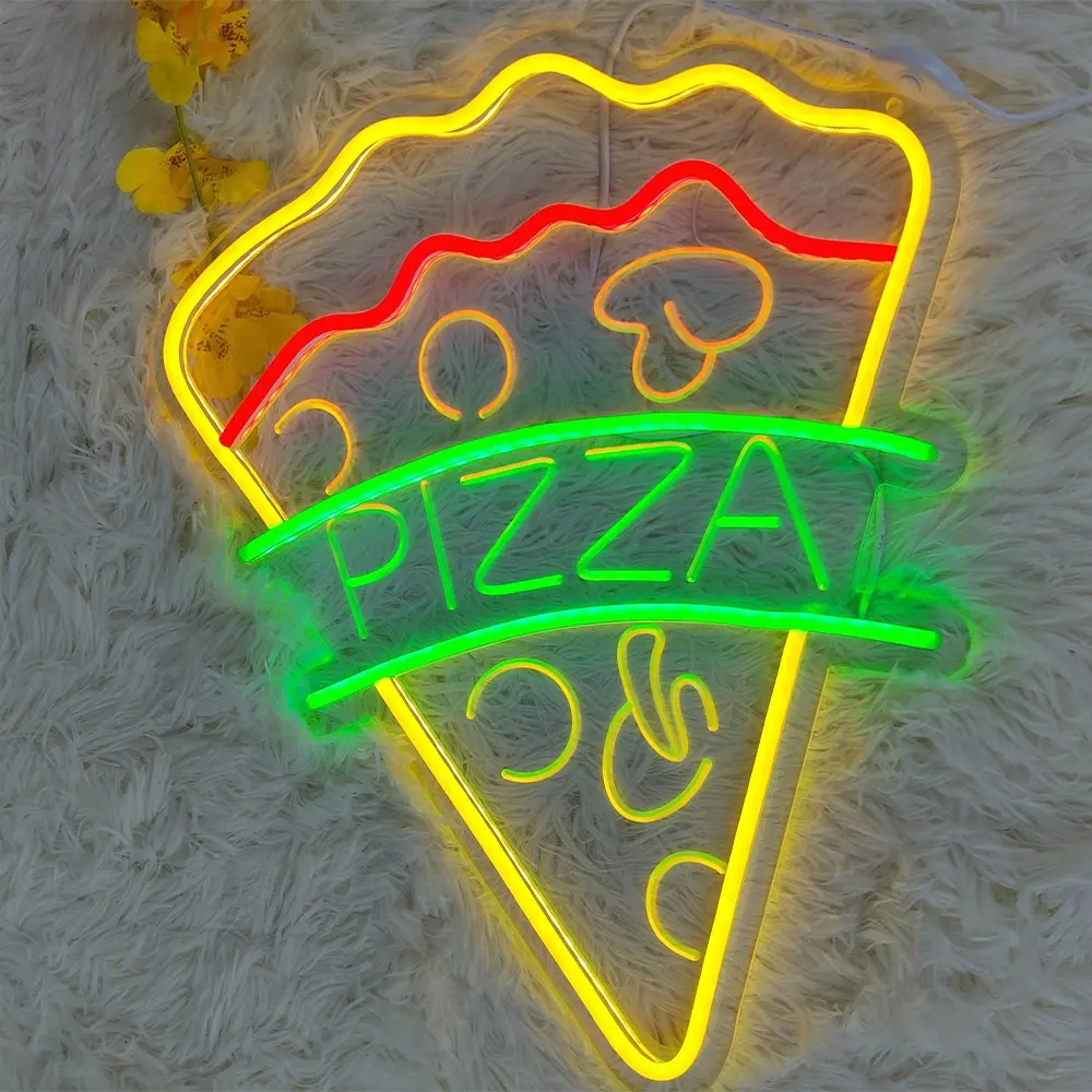 Pizza Neon Bord Muur Opknoping Dc 12V Decoratieve Neon Lamp Met Acryl Backboard Ijs Koffie Neon Licht Voor Winkel Home Decor