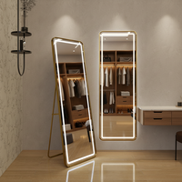 WOSEN Miroir pleine longueur avec cadre en aluminium et interrupteur tactile éclairé par LED Design moderne pour la chambre à coucher et la salle de bain
