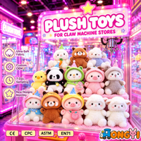 Peluche de 8 pouces, personnage de dessin animé, jouet pour machine à griffes, prix d'arcade, vente en gros, étiquette personnalisée pour cadeau d'anniversaire