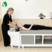 YIMEI Lit de lavage de cheveux mobile sans plomberie avec bac intégré et réservoir d'eau de 50L pour salon de coiffure