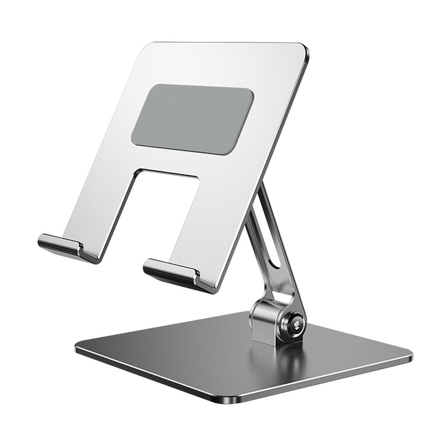 Foldable Height Adjustable Aluminum Tablet Stand, 6mm Thick Base Compact 13*13cm Holder 4kg Load for 12.9 Inch Tablets