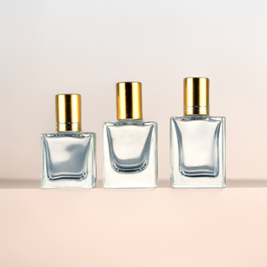 Envase de Lujo Cuadrado de Vidrio Transparente con Rodillo de Acero para Suero, Perfume y Aceites Esenciales, 5ml/10ml, Tapa Dorada Brillante - Product Image 6