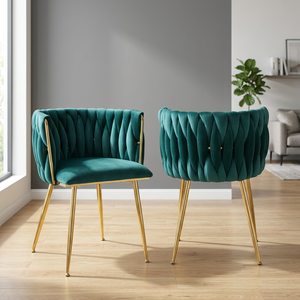 Sillas de Comedor Clásicas Modernas con Patas de Metal Dorado, Tapicería de Terciopelo Suave, Muebles de Hotel de Lujo, Color Personalizado - Product Image 1