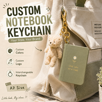 LABON Carnet A7 personnalisé avec porte-clés, couverture vert sauge, motif marguerite, pages vierges « Un jour à la fois », chaîne dorée, OEM ODM