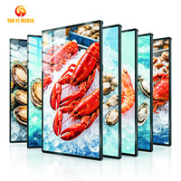 Boîte à lumière LED format A3 ultra-mince avec cadre d'affichage coulissant en verre trempé et aluminium, impression personnalisée pour menu