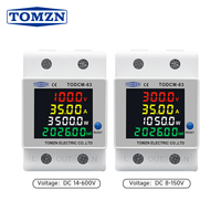 TOMZN 4 in 1 DC Energy Meter DC 8-150V/14-600V 63A Voltmeter Ammeter Watt Power Monitor KWh Reset Digital Multimeter untuk Tenaga Surya