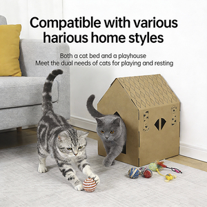 Çevre Dostu Sevimli Evcil Hayvan Tırmalama Evi Çıkarılabilir Kedi Barınağı Büyük İç Mekan Depolama Karton Kedi Evi - Product Image 4