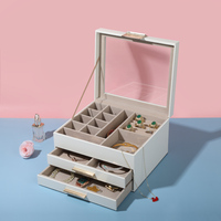 Vente en gros de boucles d'oreilles bague collier filles avec tiroir boîte à bijoux organisateur velours bijoux stockage PU boîtes à bijoux