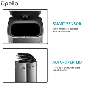 Thùng rác thông minh tự động cao cấp bằng thép không gỉ, không cần chạm, dùng cho nhà ở, văn phòng, khách sạn, phòng ngủ - Product Image 2