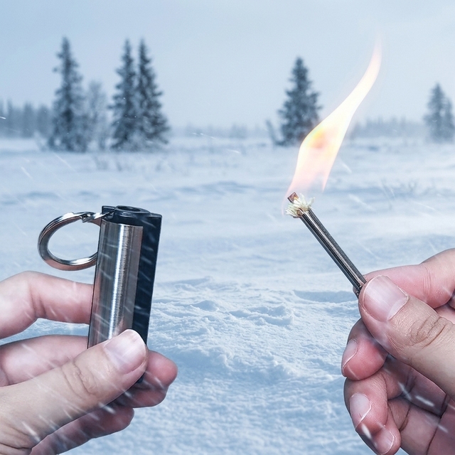 Baiyuheng Match Lighter Metal Keychain Waterproof Kerosene Fire Starter Survival Emergency Tool Wholesale