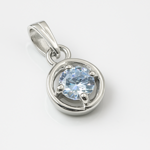 Colgante Redondo de 6mm con Circonita Cúbica en Plata de Ley con Baño de Rodio, Joyería Minimalista para Mujer, Regalo - Product Image 3