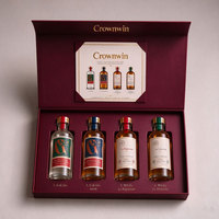 Boîte cadeau biodégradable, design personnalisé fait main, boîte en papier pour 4 bouteilles de vin, whisky, bière, avec doublure en éponge
