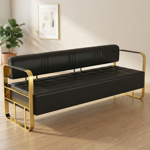 Sillón de Espera para Salón de Belleza, Tienda de Ropa, Área de Descanso, Sofá Dorado de Acero Inoxidable, Banco Largo para Área de Espera - Product Image 1