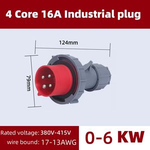 ปลั๊กและเต้ารับอุตสาหกรรมกันน้ำ IP67 ขนาด 16A-32A, ขั้วต่อไฟฟ้าแบบหนัก 3/4/5 ขา 380-415V สำหรับเครื่องจักร - Product Image 6